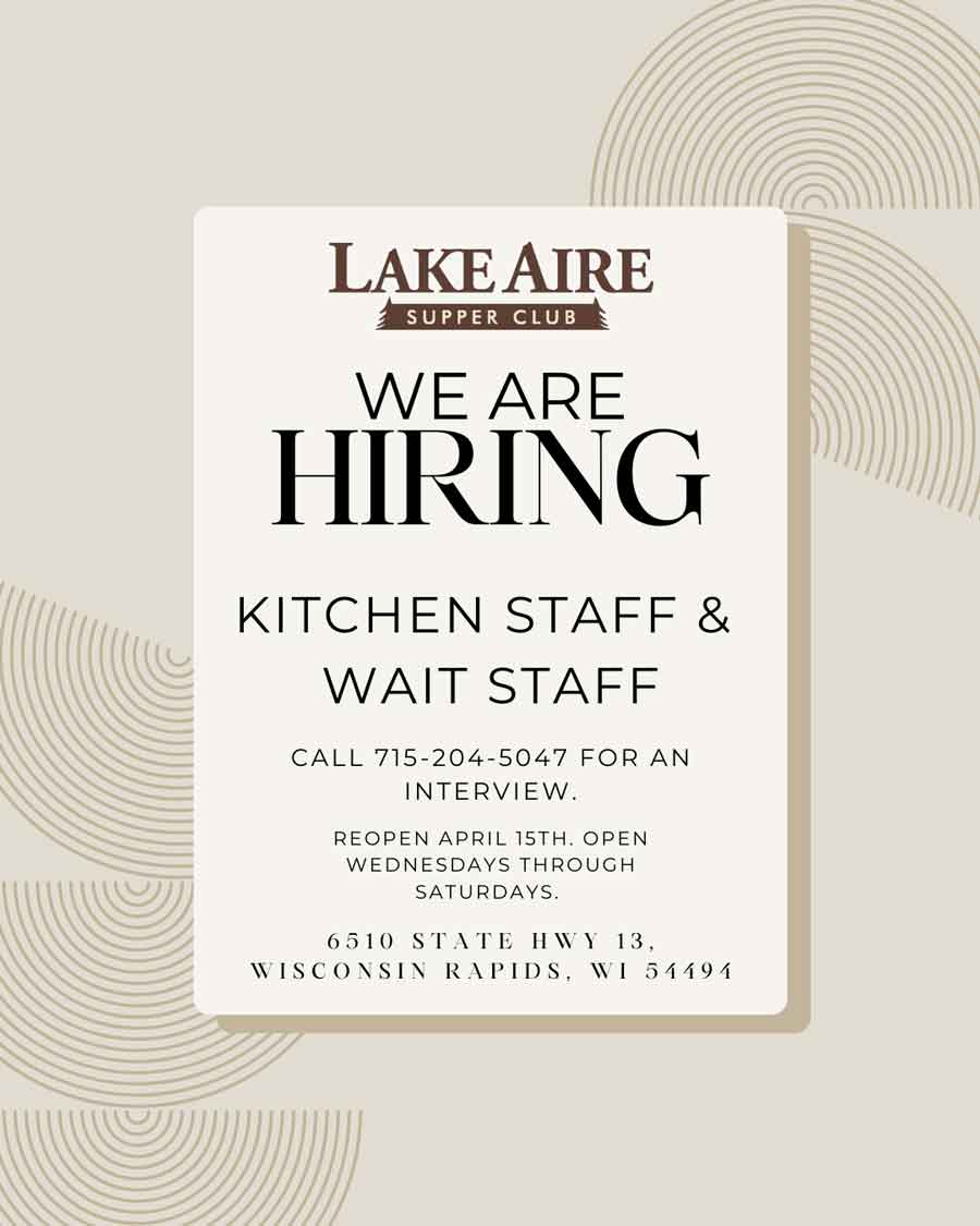 Lake Aire Supper Club now hiring 2026